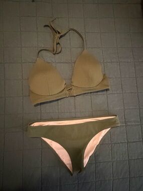Target Shade & Shore Olive Green Ribbed Bikini Two-Piece Swim Set